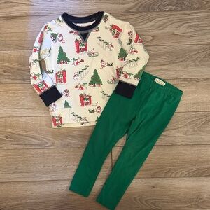The Beaufort Bonnet Company Festive Green and Cream Kids Matching Set
